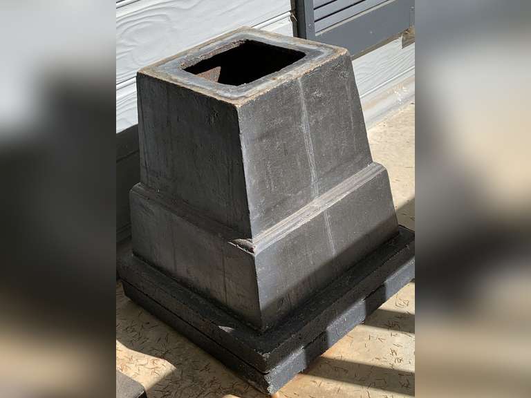 BLACK CAST METAL HEAVY PLANTER 15 1/2" SQUARE X 19" TALL - FRONT PORCH image