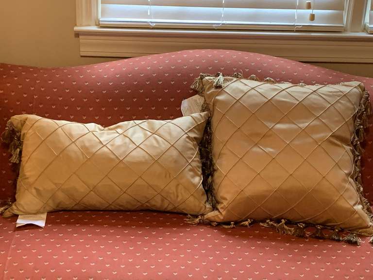 2 GOLD DIAMOND PINTUCK THROW PILLOWS - UP BED 1 image