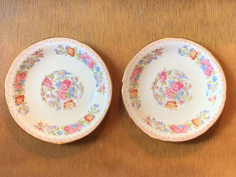 2 VINTAGE ROYAL GRAFTON 5" ROUND SAUCERS "REGENCY" (ONE HAS SMALL NICK) - LIVING ROOM image