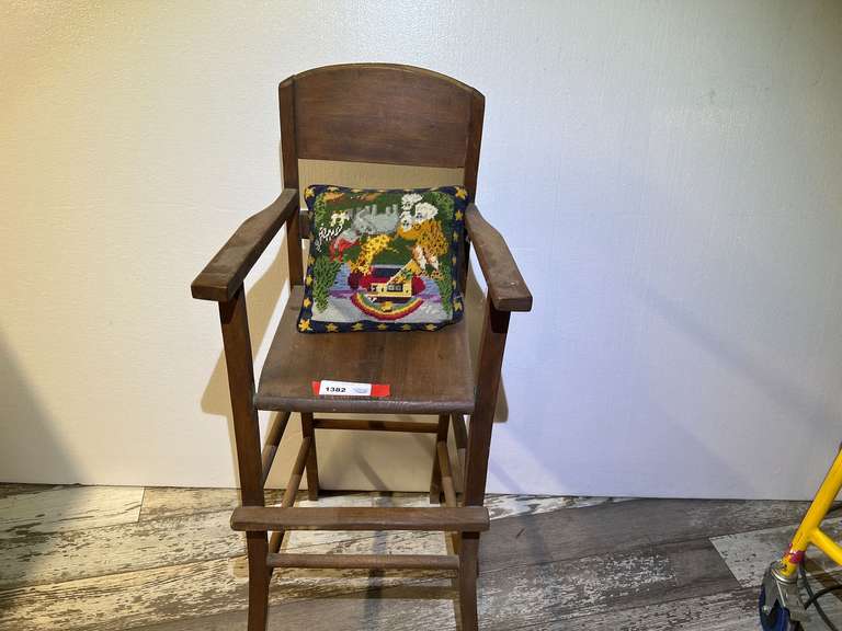 DEN… Vintage wooden highchair, chair only, no tray, see pictures for details. image