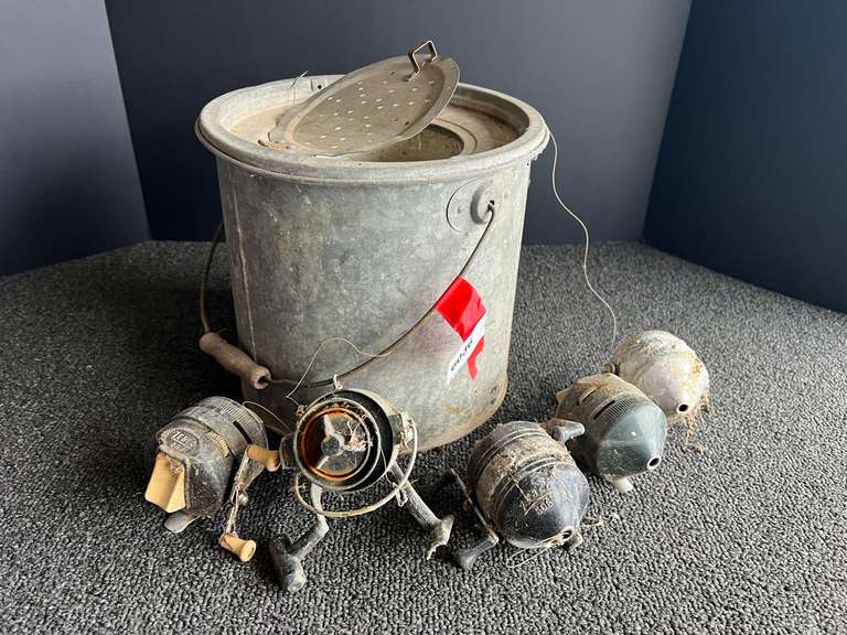 Galvanized aluminum minnow bucket, see pictures or details. image