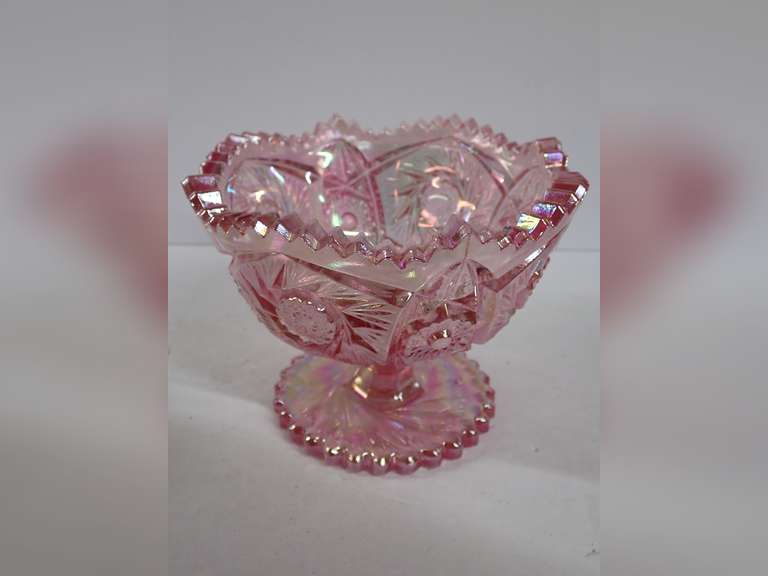 LE Smith Aztec Heritage Iridescent Glass Whirling Star Compote Candy Dish image