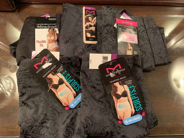 5 NEW PAIR BLACK MAIDENFORM 2XL/9 SHAPING BRIEFS - UP MASTER BED image