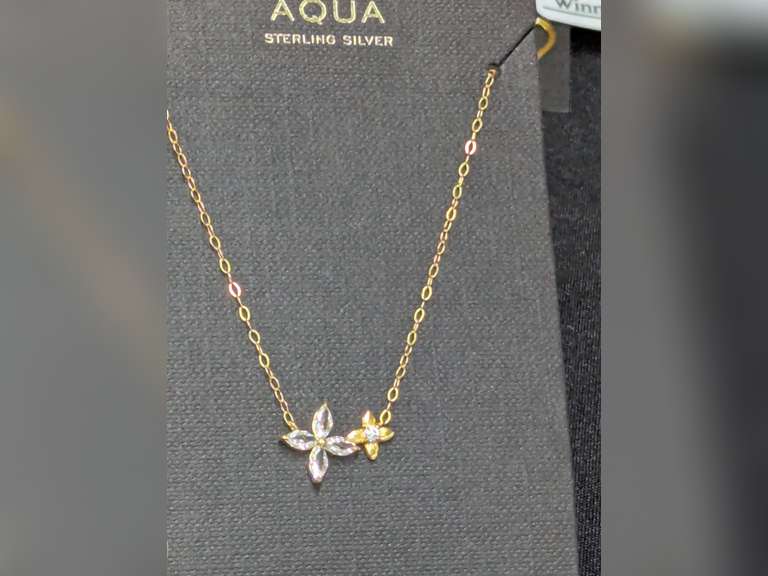 AQUA Sterling Silver Flower Necklace YZ14311-16E image