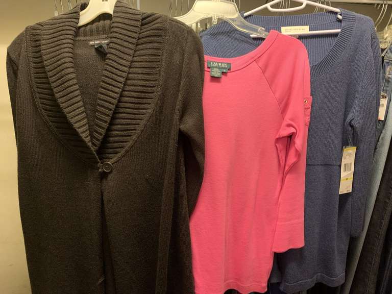 LADIES SWEATERS/TOPS - 3 SMALL, 2 MEDIUM - UP BED CLOSET 1 image