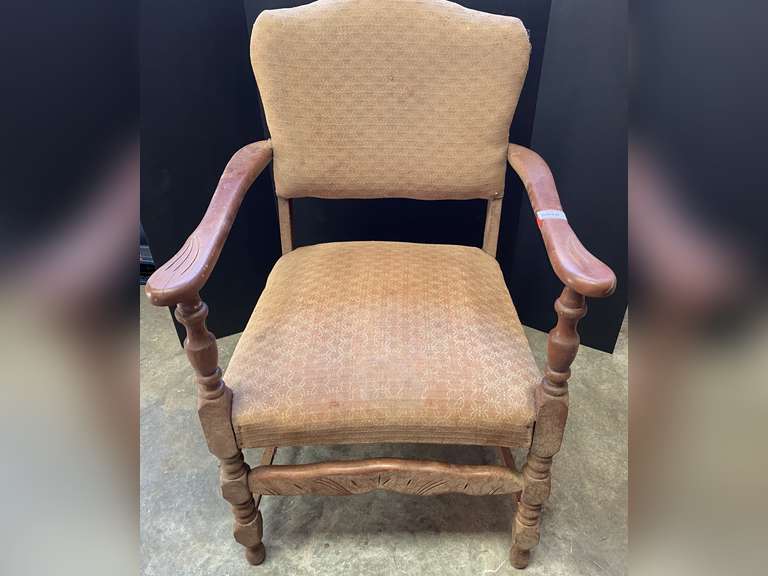 Vintage upholstered armchair, see pictures for details. image