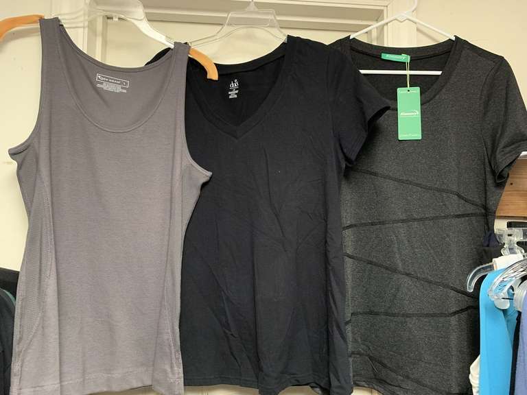 LADIES ATHLETIC WEAR - 10 TOPS (SIZE LARGE- 2 NEW W/ TAG) - UP MASTER CLOSET 2 image