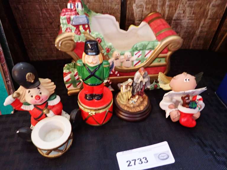 Assorted Holiday Decorative Figurines and Planter image