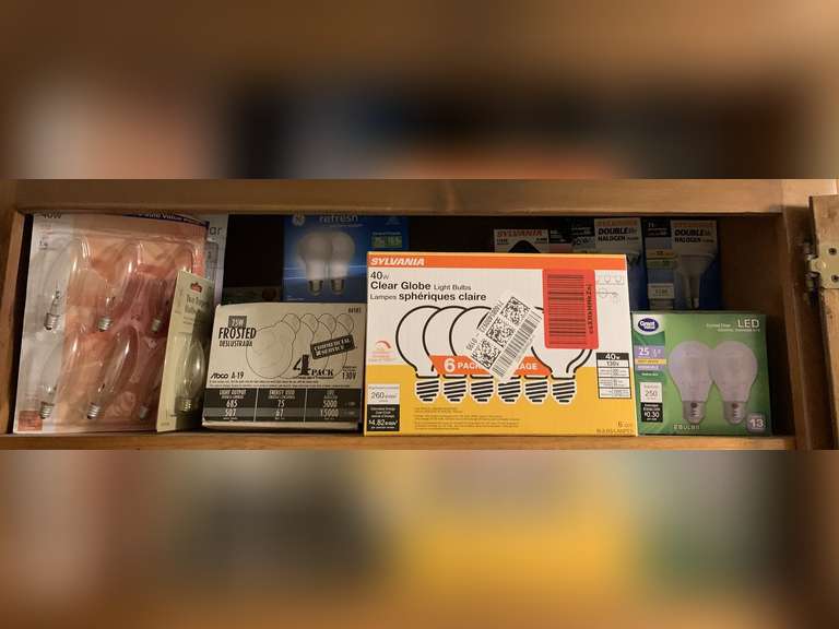 SHELF LOT OF ASSORTED LIGHT BULBS - LAUNDRY image