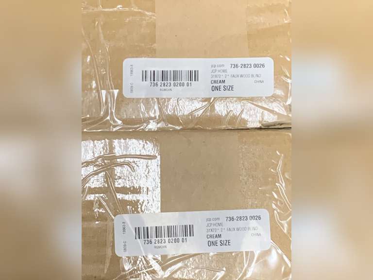 NEW 2" CREAM FAUX WOOD BLINDS IN BOX BY JCPENNEY HOME - TWO 31X72 - UP MASTER CLOSET 2 image