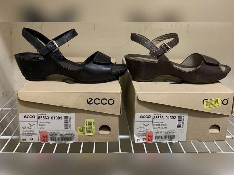 2 PAIR NEW ECCO LEATHER STRAPPY SANDALS (BROWN, BLACK) SIZE 8 1/2M - 1 GENTLY WORN - UP MASTER CLOSET 1 image