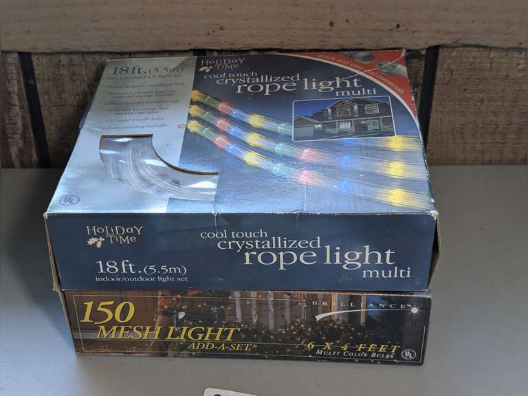 18-FT COOL TOUCH CRYSTALLIZED ROPE LIGHT AND 150 MESH LIGHT AD-A-SET IN ORIGINAL BOXES image