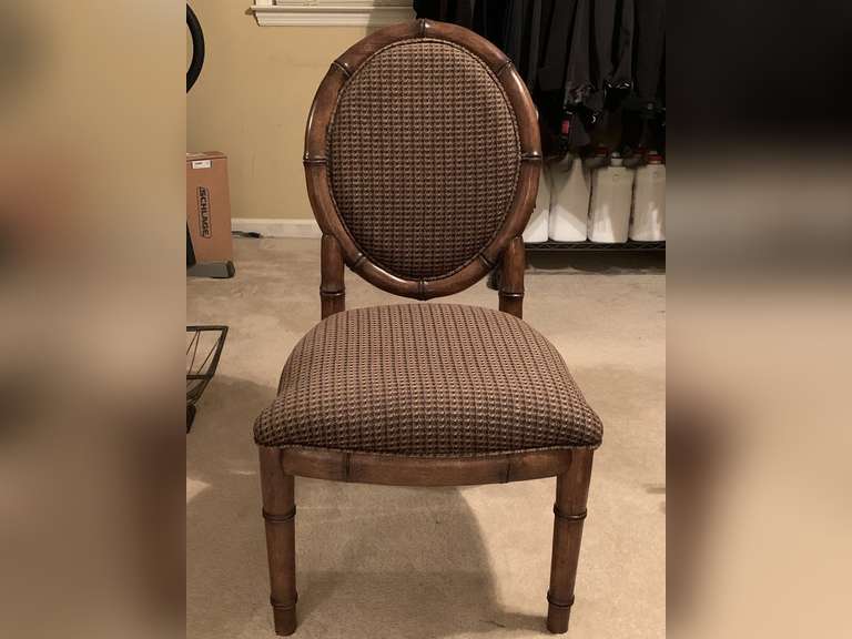 TOMMY BAHAMA BAMBOO ARMLESS SIDE CHAIR WITH REAL NICE UPHOLSTERY 40" TALL X 22" WIDE X 19" DEEP - UP MASTER BED image