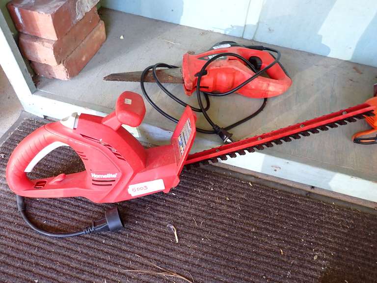 Homelite Electric Hedge Trimmer & Black and Decker Power Saw image