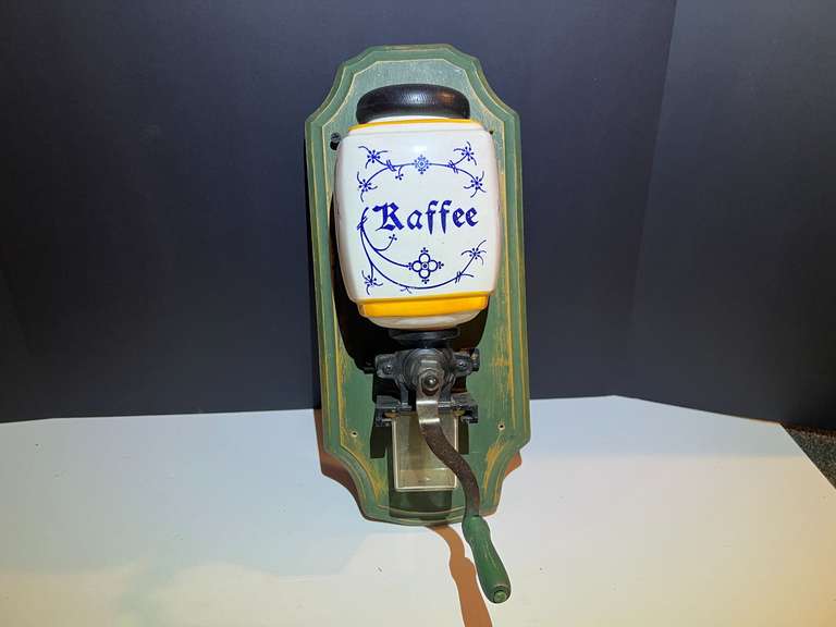 BR3…Antique looking wall mount coffee grinder, believed to be a replica, see pictures for details. image