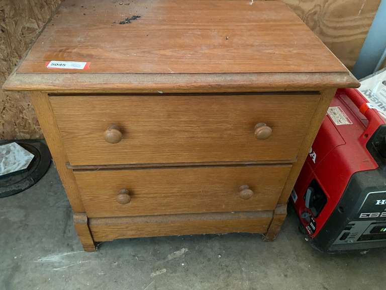 Wooden Thomasville two drawer night table, see pictures for details. image