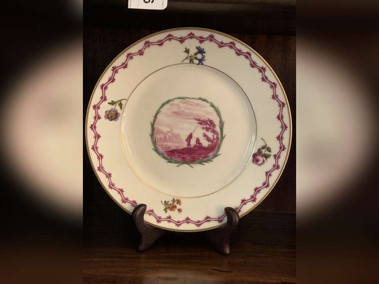 ANTIQUE "MALMAISON" HAVILAND SALAD PLATE MADE IN FRANCE ON STAND - LIVING ROOM image