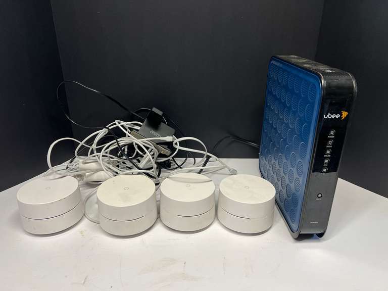 Ubee DDW366 modem, working condition unknown, also includes a Google Wi-Fi system, working condition unknown, and more. See pictures for details. image