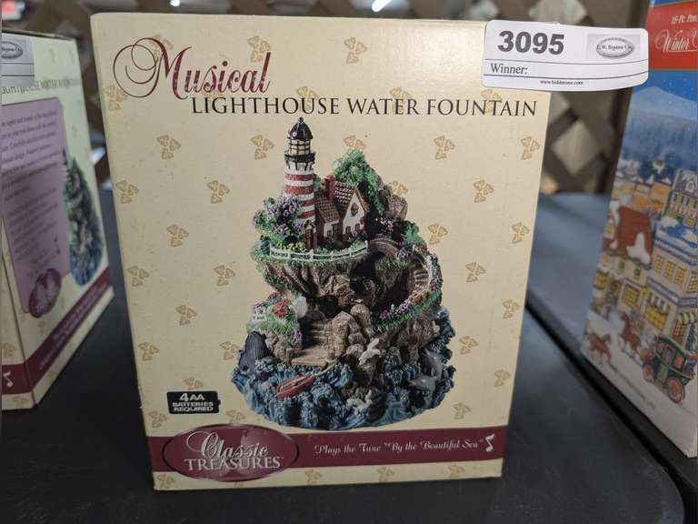 CLASSIC TREASURES MUSICAL LIGHTHOUSE WATER FOUNTAIN IN ORIGINAL BOX image