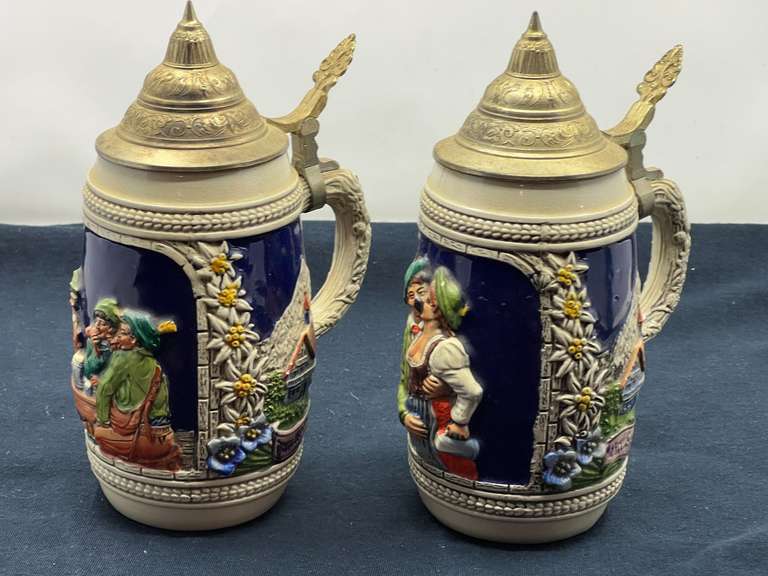 DEN… Vintage German beer steins, set of two, see pictures for details. image