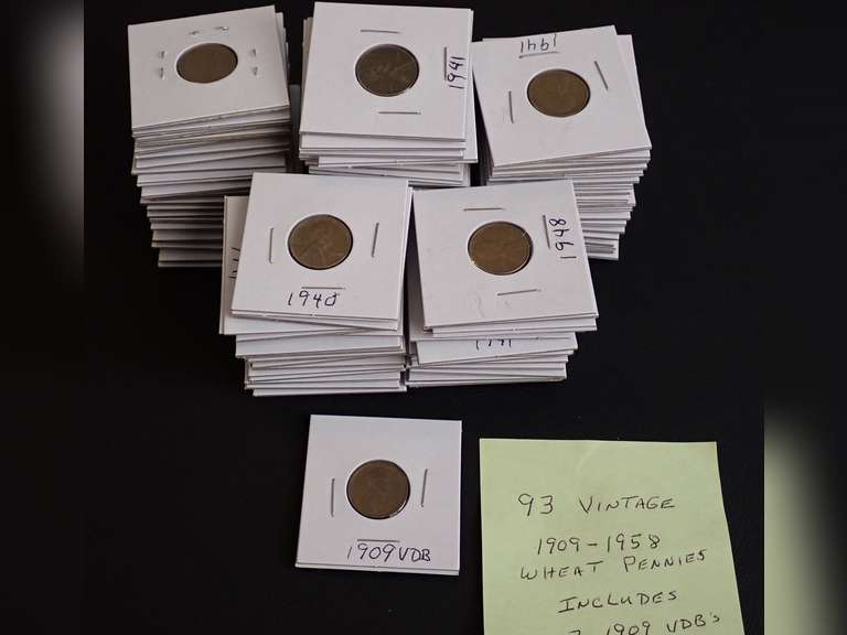 1909-1958 WHEAT PENNIES (CONSIGNOR STATES 93 COINS - 3 ARE 1909VDB