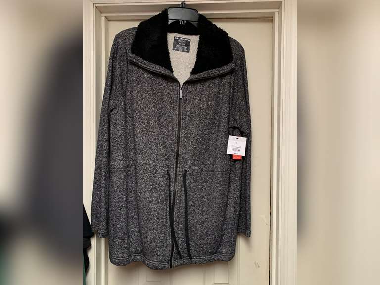 LADIES NEW EXTRA LARGE LIZ CLAIBORNE HEAVY ZIP FRONT 3/4 JACKET - UP MASTER BED image