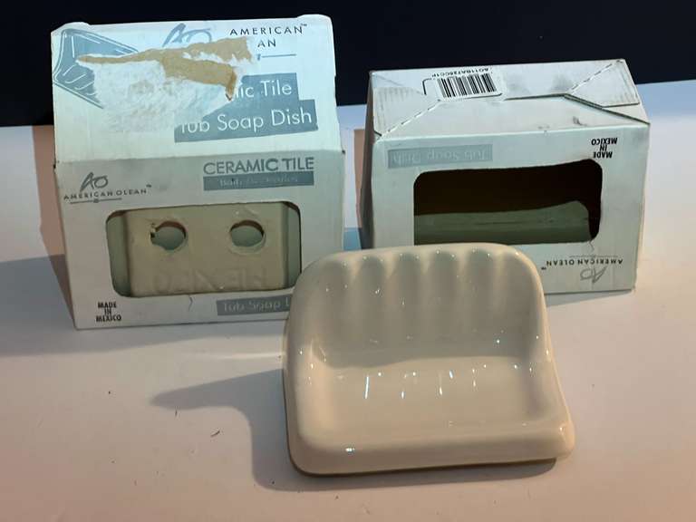 BR3…Ceramic tile tub soap dishes, set of two, see pictures for details. image