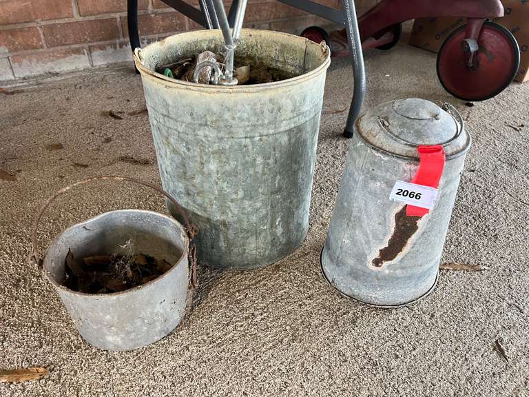 Galvanized bucket with handle, galvanized can, and more. See pictures for details. image