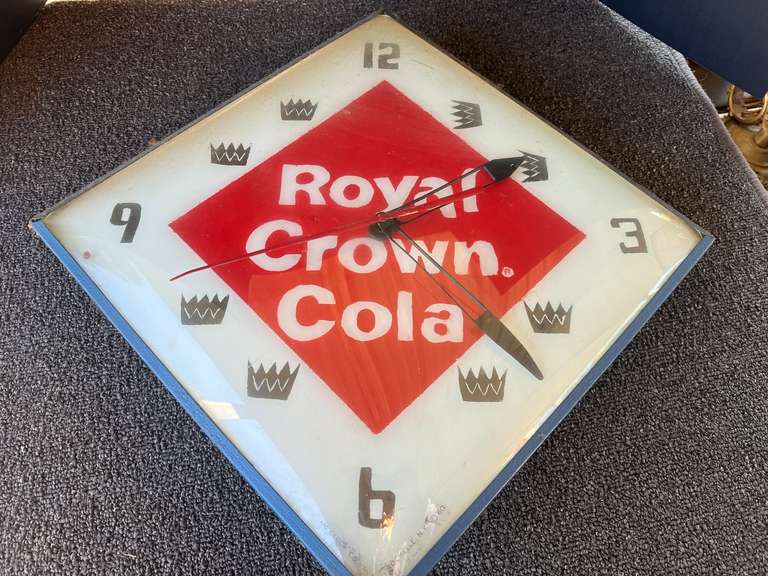 Metal framed Royal Crown cola clock, see pictures for details. image