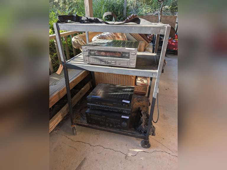 THREE-TIER METAL MEDIA CART WITH ELECTRIC CORD AND PLUG image