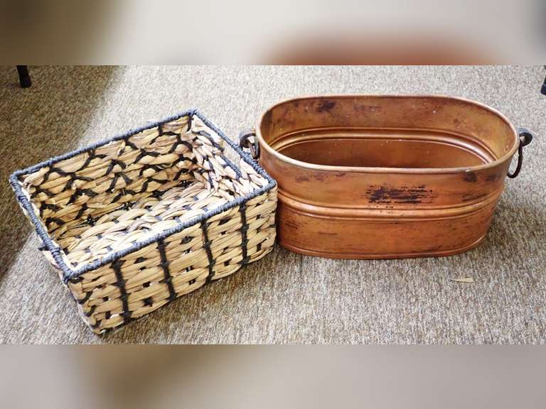 Woven Basket and Copper Wash Tub image