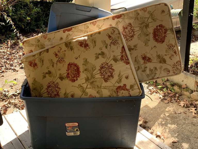 EXTRA LARGE CRATE FULL OF OUTDOOR CUSHIONS (CRATE W/ LID INCLUDED) - SIDE PORCH image