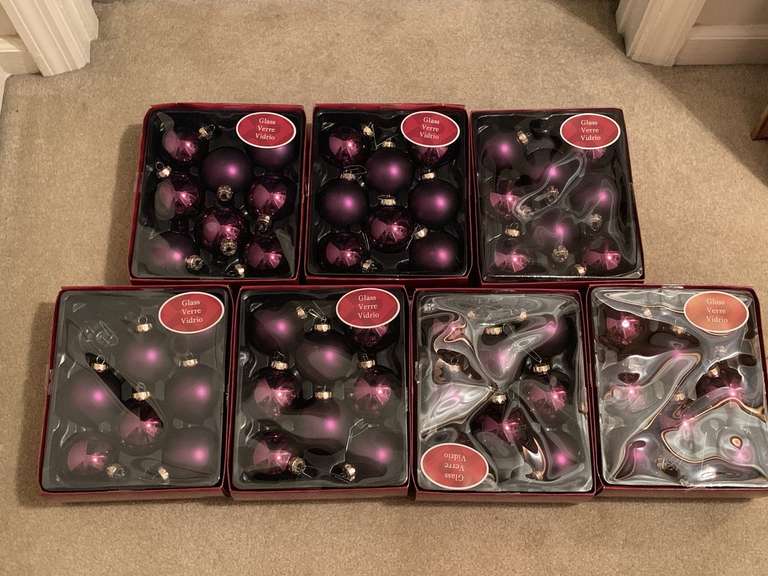 7 BOXES OF WINE GLASS CHRISTMAS TREE ORNAMENTS - UP HALL CLOSET image