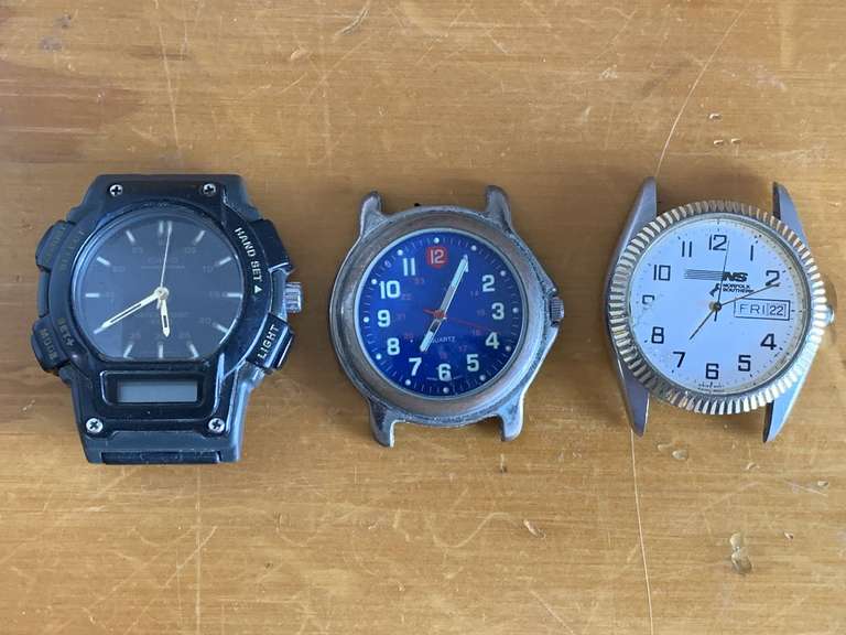 MEN'S VINTAGE AVON WATCH FACE, CASIO BLACK WATCH FACE & VINTAGE GENEVE NORTHFOLK SOUTHERN WATCH FACE - CHECKOUT image