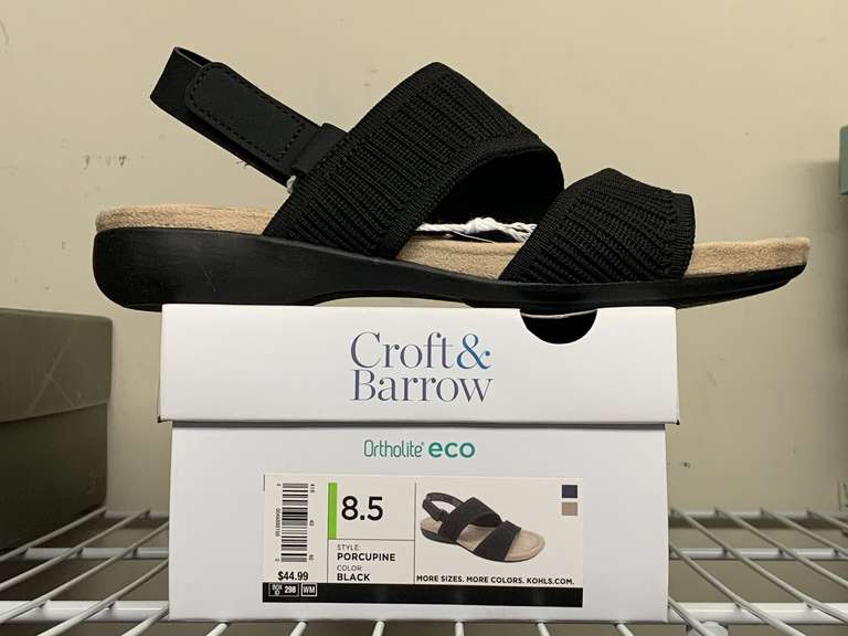 NEW CROFT & BARROW BLACK ORTHOLITE ECO SANDALS SIZE 8 1/2M - UP MASTER CLOSET 2 image