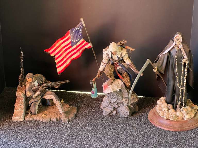 Gaming characters action figurines, set of three, see pictures for details. image