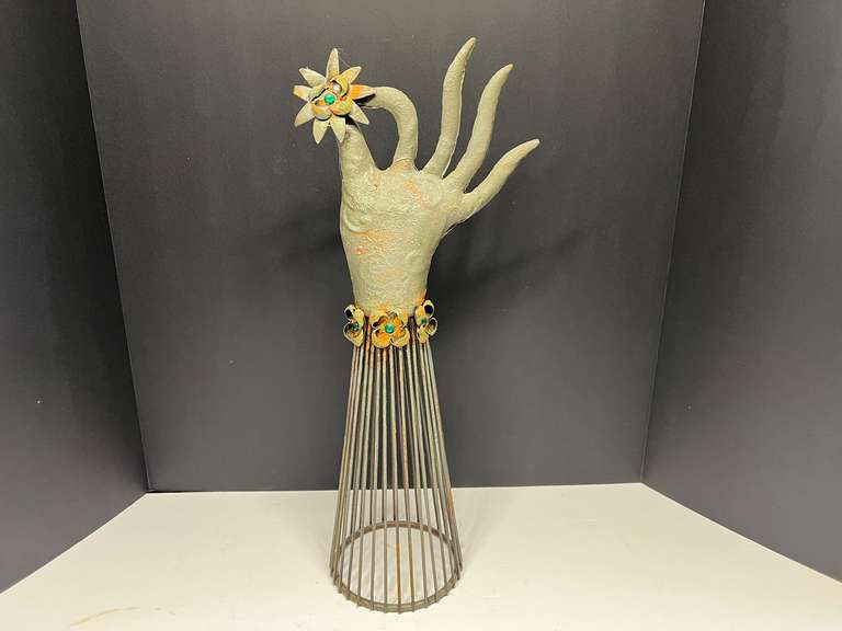 Vintage metal hand shaped jewelry stand, see pictures for details. image