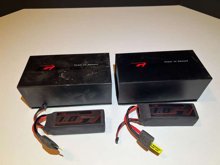 BR2…Turnigy Graphene 1800mAh 3S 65C LiPo battery packs, set of two, believed to be drone batteries, see pictures for details. image