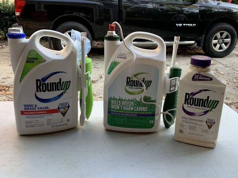 2 GALLONS OF ROUNDUP WEED & GRASS KILLER (ONE FULL, ONE 1/2 FULL) - GARAGE image