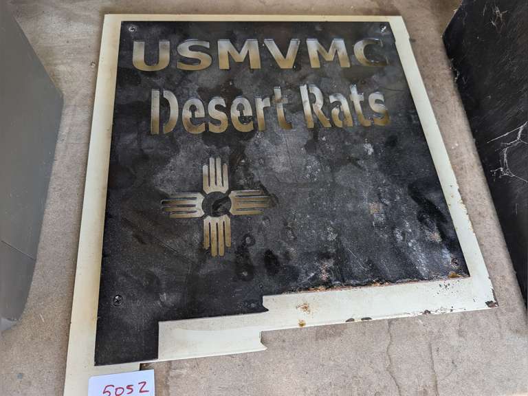 METAL FOLK ART STEAMPUNK SIGN, USMVMC DESERT RATS image