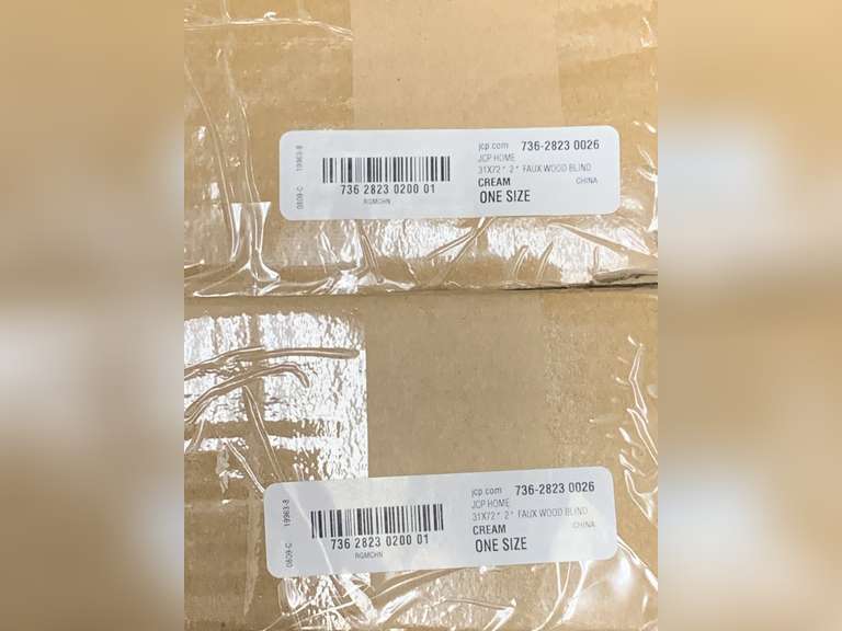NEW 2" CREAM FAUX WOOD BLINDS IN BOX BY JCPENNEY HOME - TWO 31X72 - UP MASTER CLOSET 2 image