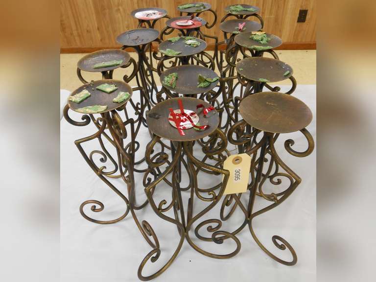 (14) ANTIQUE BRASS FINISH CANDLE HOLDERS image