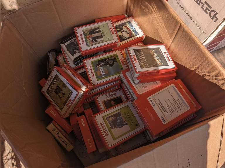 LARGE BOX FILLED WITH VINTAGE EIGHT-TRACK TAPES, MOSTLY VINTAGE COUNTRY MUSIC image