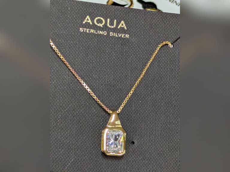AQUA Sterling Silver Gold Tone Necklace with Square Pendant image