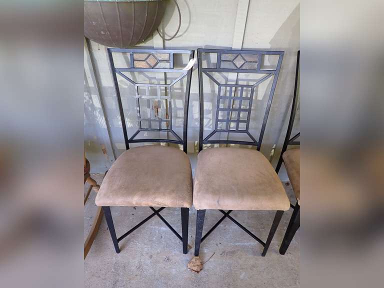Metal Dining Chairs with Upholstered Seats image