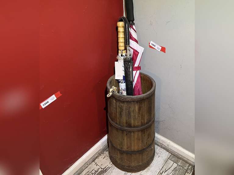 DEN… Vintage tapered barrel, with three umbrellas, no top no bottom, see pictures for details. image