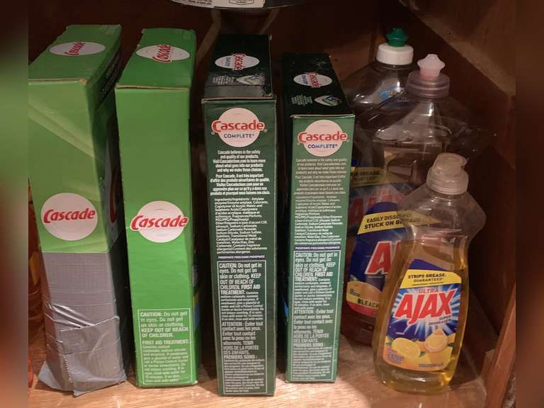 4 NEW BOXES OF CASCADE & 3 PARTIAL CONTAINERS OF AJAX - KITCHEN image