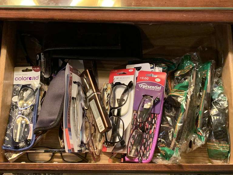 DRAWER FULL OF SUNGLASSES/READERS (MOSTLY NEW) - UP MASTER BED image