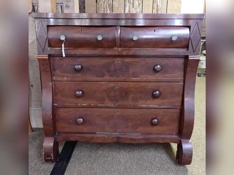 Antique Flame Grain Mahogany Empire Chest of Drawers c.1840 image