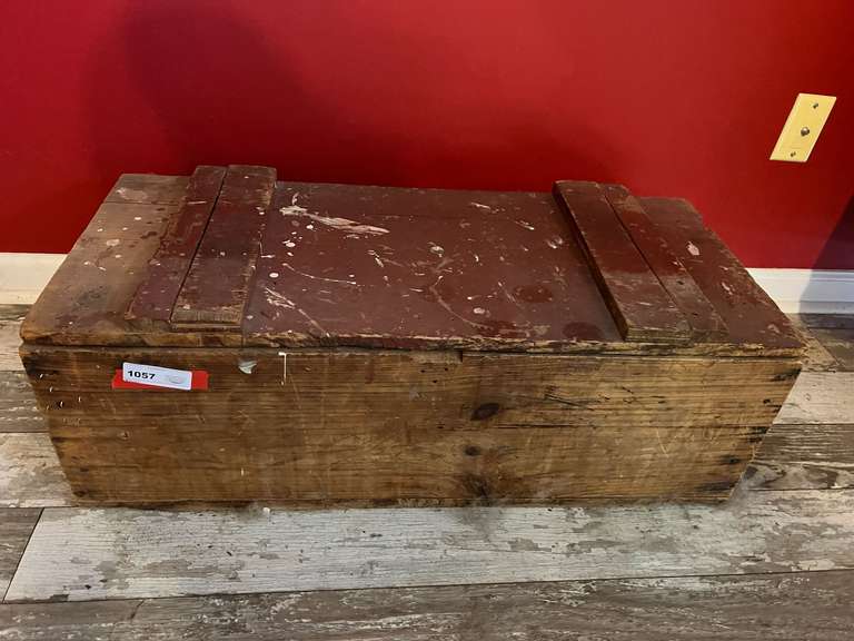 LR… Vintage primitive wooden storage box with rope handles, see pictures for details. image